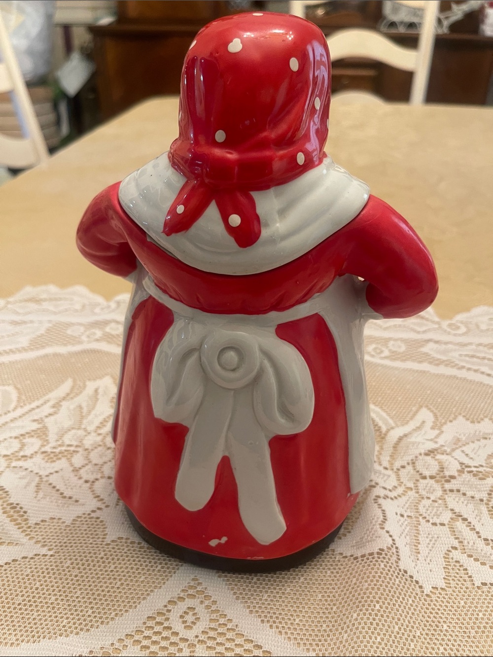 Vintage Black Mammy Ceramic Canister Set - Red & White - Picture 3 of 9